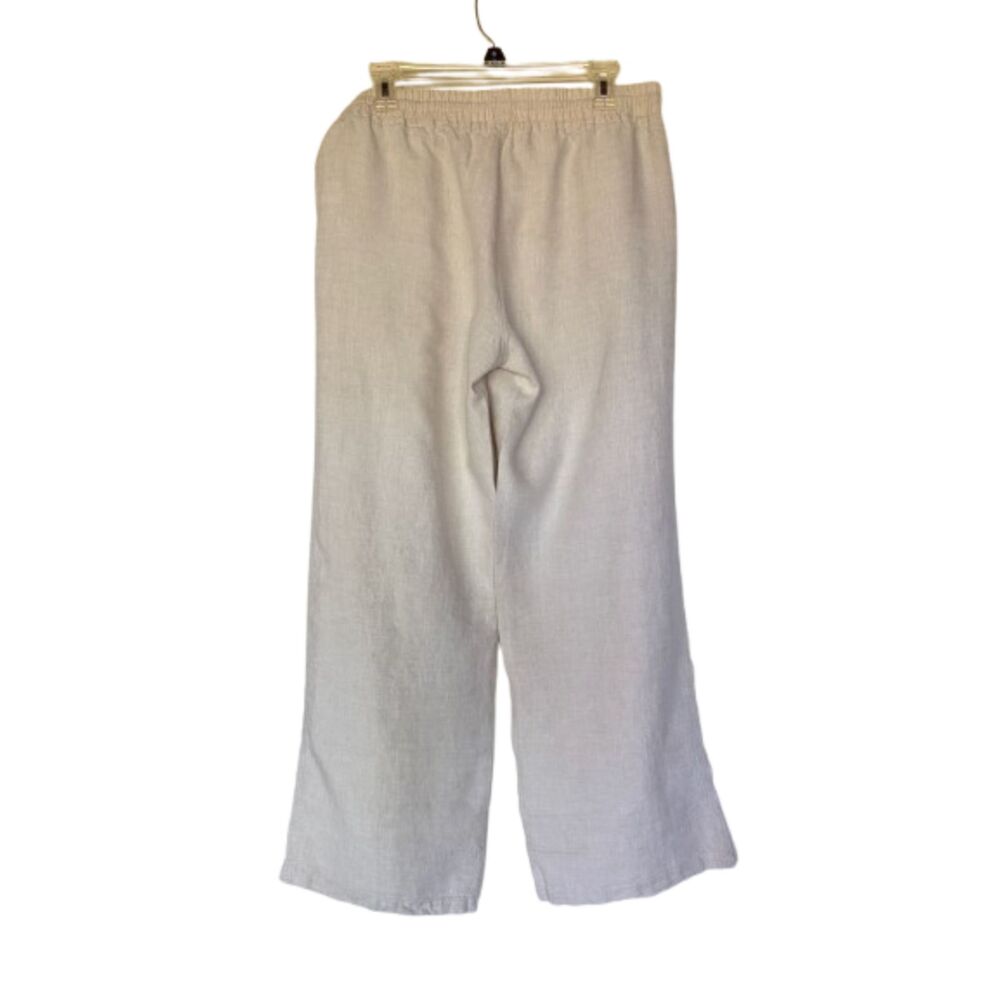 Allen Allen 100% Linen Wide Leg Drawstring Pants Size Large Natural - Picture 4 of 6